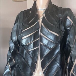 Women’s Black Leather Cutout Jacket